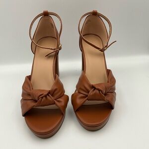 LOFT Sandals Size 9.5 Brown Knotted 4” Heeled Sandals
